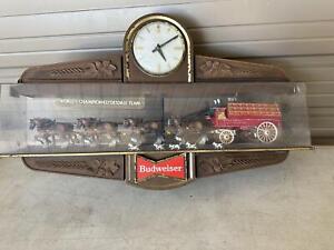 Vintage Budweiser Lighted Clydesdale Sign Clock - Large