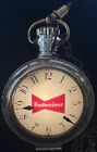 RARE BUDWEISER BEER POCKET WATCH  ROTATING LIGHTED CLOCK SIGN TESTED WORKS!