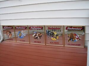 Budweiser Salutes Air Force, Army, Coast Guard, Marines, Navy Mirrors (5) 1990's