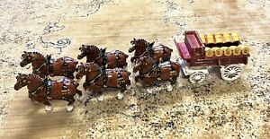 RARE CALIFORNIA POPPYTRAIL POTTERY METLOX BUDWEISER CLYDESDALE 6 HORSE AND WAGON