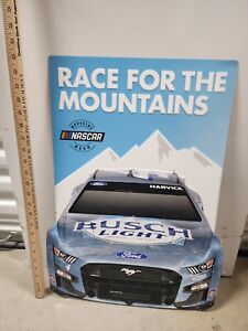 BUSCH LIGHT BEER NASCAR RACING KEVIN HARVICK FORD MUSTANG CAR EMBOSSED TIN SIGN