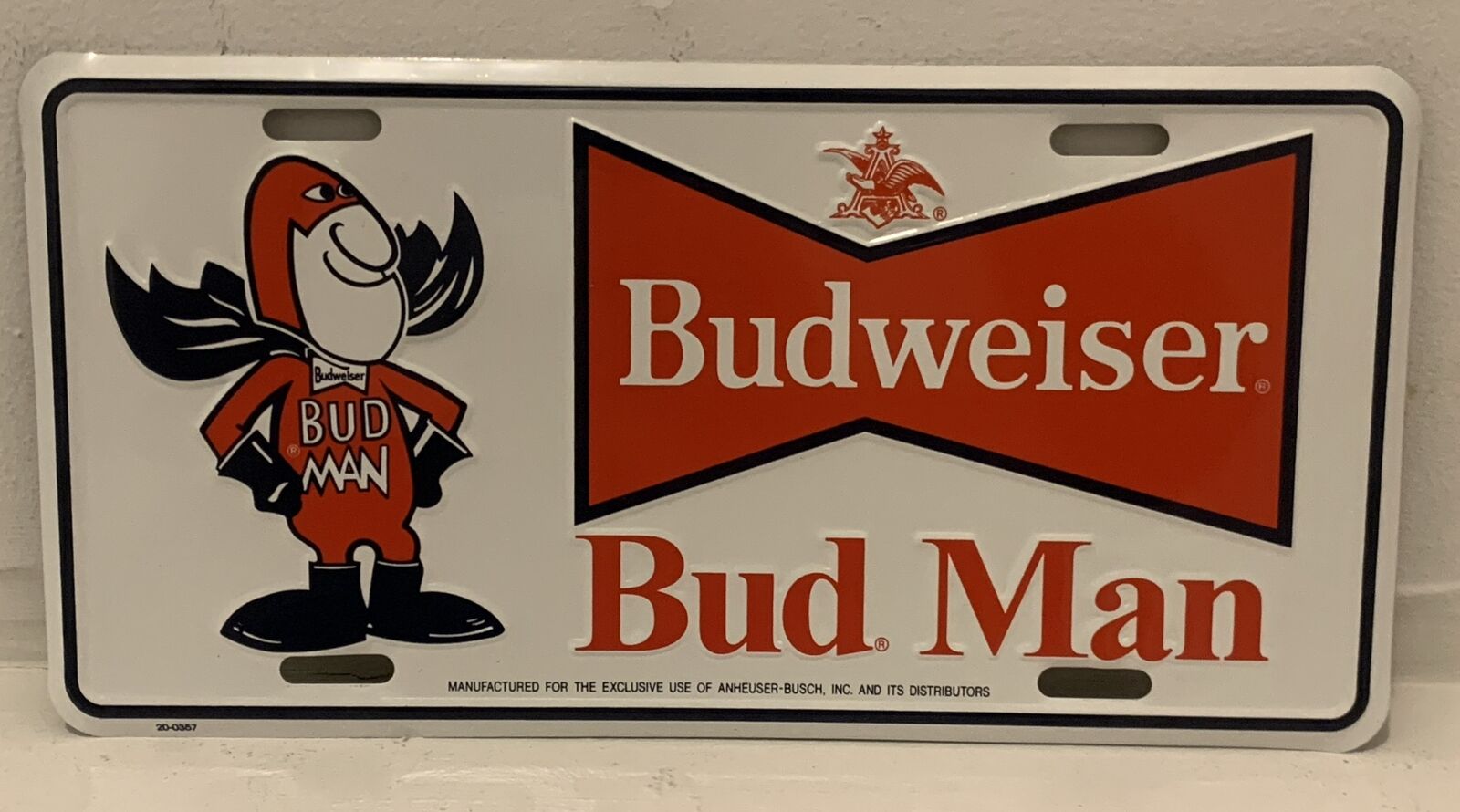 Bud Man Budweiser License Plate Beer Unused