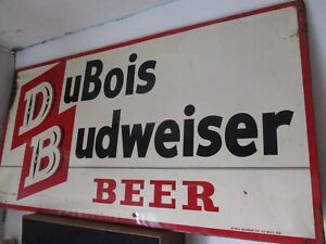 RARE * Du Bois Budweiser 68 x 35 Pennsylvania Advertising Sign framed Antique