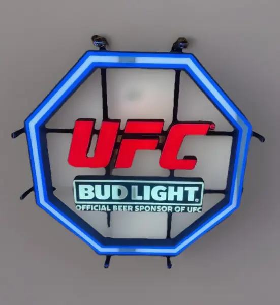 Bud Light Beer UFC MMA Octagon Led Neon Bar Pub Sign NEW 2024 Man Cave Lighting