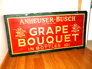 Original Anheuser Busch Grape Bouquet Budweiser Beer Sign Prohibition Era SCARCE