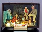 Vintage BUDWEISER Beer Light Sign Campfire Fishing Scene 1950s 19” x 12”