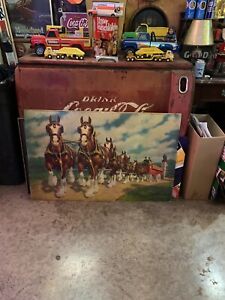 Budweiser Clydesdale horses cardboard sign 1964  37 1/2inches x 2ft