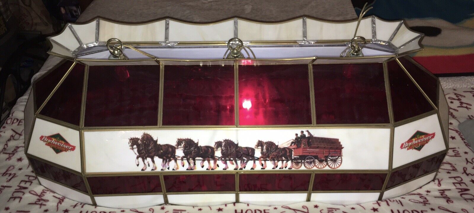 Budweiser Clydesdale Stained Glass Pool Table Light