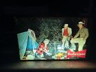 Vintage BUDWEISER Beer Light Sign Campfire Fishing Scene