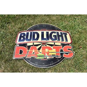 Vintage Bud Light Beer Darts Tin Sign 30