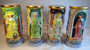 RARE Vintage Set of 4 THE BUDWEISER GIRLS 1973 Beer Steins Made in Italy