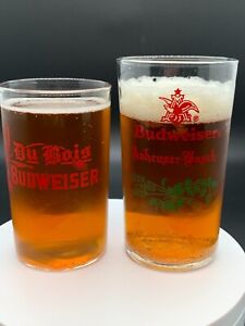 LAWSUIT Pair Vintage BUDWEISER Tasting Glasses DuBois and Anheuser Busch BEER