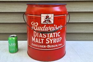 Anheuser Busch Budweiser Diastatic Malt Srup Tin Can Drum Container Beer 60 lb