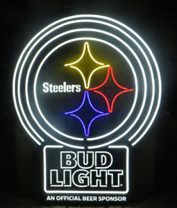 BUD LIGHT BEER PITTSBURGH STEELERS LED SIGN FOOTBALL NFL BUDWEISER BAR LAGER ALE