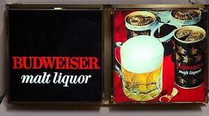 VINTAGE BUDWEISER MALT LIQUOR BEER LIGHTED, LIGHT UP SIGN