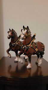 2 Magnificent Metlox Poppytrail Pottery Budweiser Clydesdale Horses