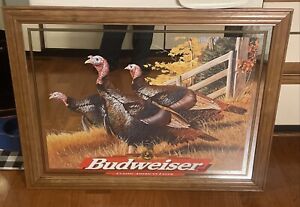 Vintage 1998 BUDWEISER WILD TURKEY BEER SIGN BAR MIRROR