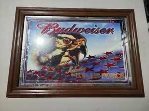 Vintage Budweiser “Salutes The U.S. Air Force” Beer Mirror Sign 28x20