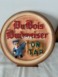 DuBOIS BUDWEISER BEER ON TAP CHALK PLASTER DISPLAY ADVERTISING FIGURE SIGN 12