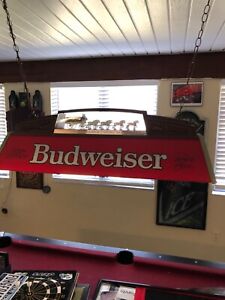 Vtg Anheuser-Busch BUDWEISER BEER Clydesdales Hanging Pool Table Bar Light 40