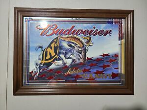 Vintage Budweiser Salutes U.S. Navy Beer Mirror Sign 28x20