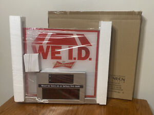 NOS BUDWEISER BEER WE ID COUNTDOWN CLOCK LIGHT UP BOWTIE LOGO LED SIGN