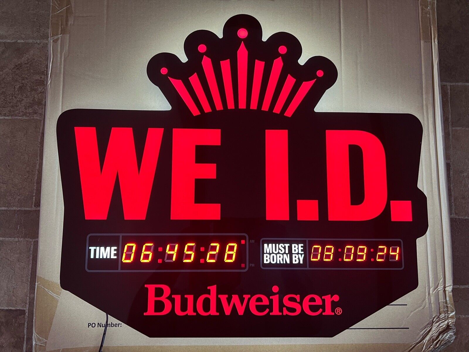 BUDWEISER BEER WE ID COUNTDOWN CLOCK LIGHT UP LED SIGN GAME ROOM MAN CAVE PUB