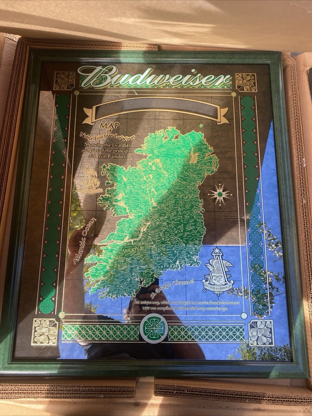Budweiser  Mirror Map Of Ireland Antique