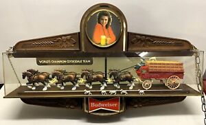 Anheuser Busch Budweiser Vintage Pool Table Bar Light - Champion Clydesdale Team