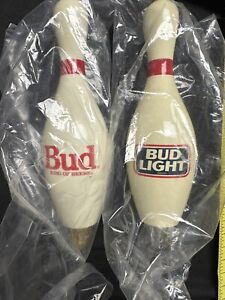 Vintage Bud & Bud light Bowling Pin Beer Tap Handle Lot New In Packaging