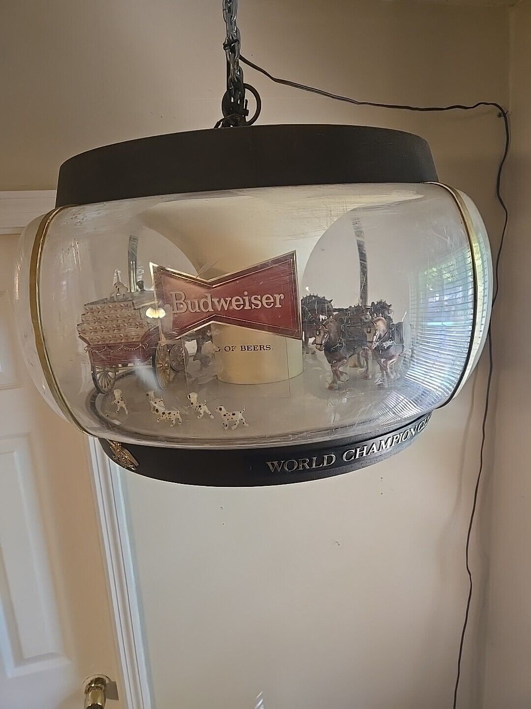 WORKING Vintage 1960's Budweiser Clydesdale Parade Hanging Carousel Light