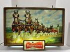Vintage 1950s Budweiser Lighted Beer Sign Hard To Find Clydesdale Team Scene