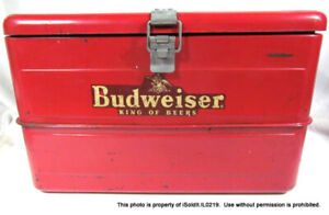 VINTAGE BUDWEISER King of Beers RED BEER COOLER w/ Side Draining Spout