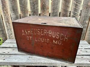 RARE Vintage ORIGINAL Anheuser-Busch 1908 Metal Beer Box Crate Antique Budweiser