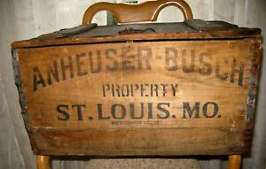 ANTIQUE 1918 ANHEUSER BUSCH BEER PROHIBITION WOOD CRATE BOX LAGER ALE THE KING !