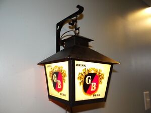 1950s Vtg Griesedieck Bros St Louis Lantern Lighted Beer Bar Sign With Bracket