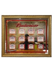 Vintage Budweiser Historic Labels Mirror Frame Gold Bar Wall 1879-2005 30