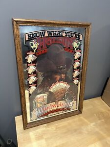 Rare Vintage BUDWEISER Know What You're HOLDIN' BEER SIGN MIRROR/CLOCK TESTED!