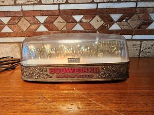 VINTAGE BUDWEISER CLYDESDALE HORSE WAGON CASH REGISTER BAR LIGHT