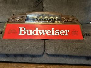 Vtg Anheuser-Busch BUDWEISER BEER Clydesdales Hanging Pool Table Bar Light 40