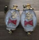 TWO VINTAGE BUDWEISER KING OF BEER LIGHT WALL SCONCES LANTERN