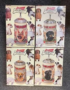 Set of  4 Anheuser Busch Budweiser Man's Best Friend Series Steins