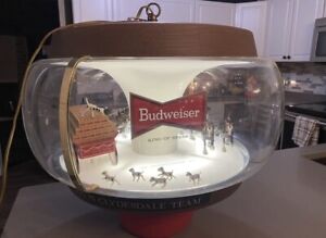 Vintage Round Budweiser King of Beers Rotating Clydesdale Dalmatian Light Works