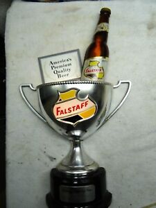 1950s 60s Vtg Falstaff Beer Bar Lighted Trophy Bottle Shield Sign St Louis Mo