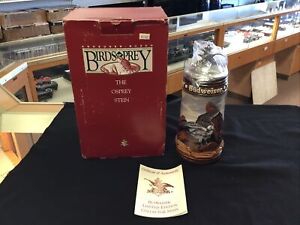 Anheuser Busch 1993 Birds Of Prey The Osprey Stein Box Tag COA Rare FREE SHIP