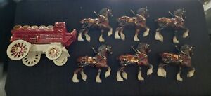 BUDWEISER CLYDESDALES 6 HORSES AND WAGON CALIFORNIA POPPYTRAIL POTTERY METLOX