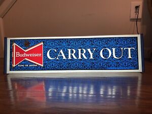 Vintage Bar Lighted Sign - 1970 Budweiser Carry Out