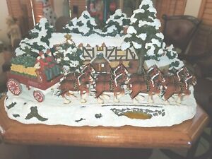 Rare CLYDESDALE Budweiser Holiday SCENE FIGURINE ANHEUSER BUSCH - CLYD15 2000