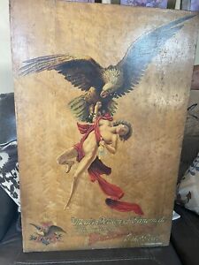 1910 Vintage Budweiser Beer Meyercord Wood Sign Very Rare Excellent Condition