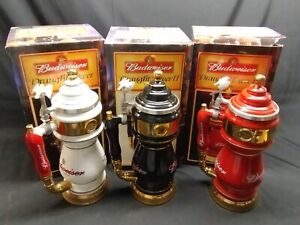 3 ANHEUSER-BUSCH Budweiser Draught Tower Beer Steins in Original Boxes